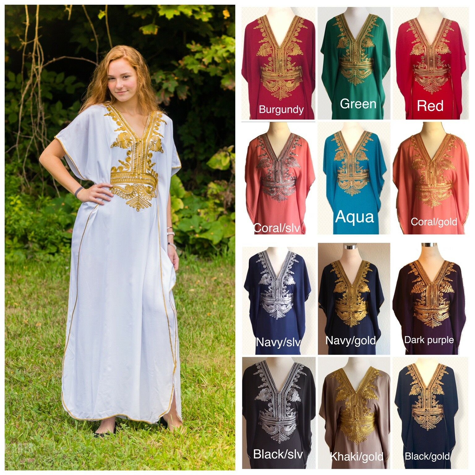 Sale !!! Moroccan Kaftan Embroidery Batwing Maxi Dress Dubai Sexy Abaya One Size