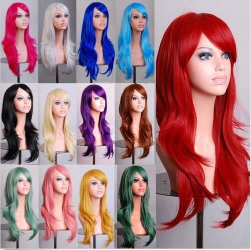 70cm Long Curly Fashion Cosplay Costume Party Hair Anime Wigs Full Hair Wavy Wig